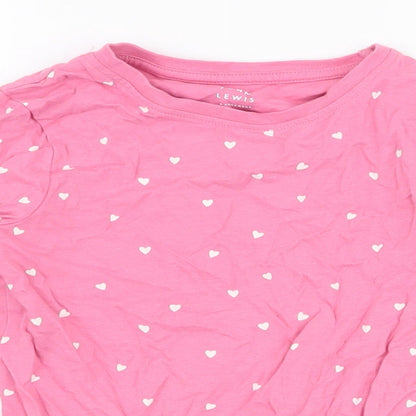 John Lewis Girls Pink Spotted 100% Cotton Jersey T-Shirt Size 5 Years Round Neck Pullover - Hearts