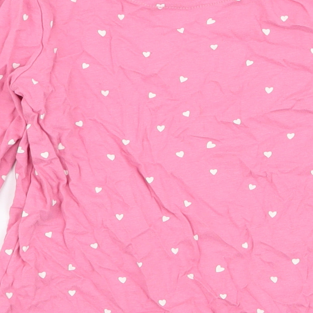 John Lewis Girls Pink Spotted 100% Cotton Jersey T-Shirt Size 5 Years Round Neck Pullover - Hearts