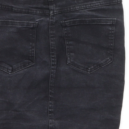 Parisian Womens Black  Cotton Mini Skirt Size 8   Zip - Distressed