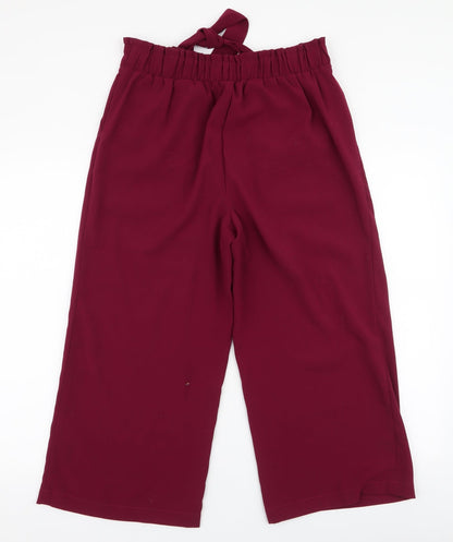 New Look Womens Purple  Polyester Cropped Trousers Size 10 L22 in Regular Tie