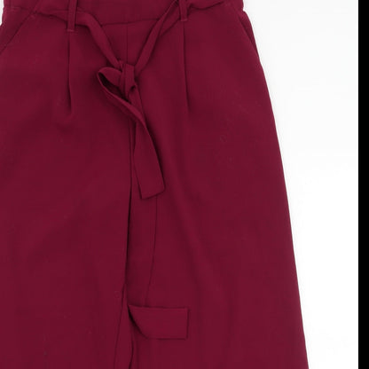 New Look Womens Purple  Polyester Cropped Trousers Size 10 L22 in Regular Tie