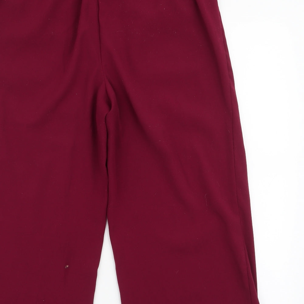 New Look Womens Purple  Polyester Cropped Trousers Size 10 L22 in Regular Tie