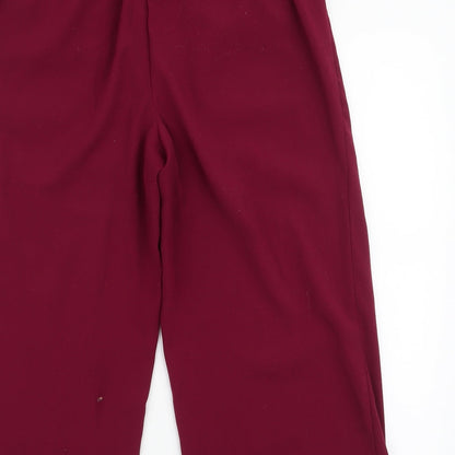 New Look Womens Purple  Polyester Cropped Trousers Size 10 L22 in Regular Tie