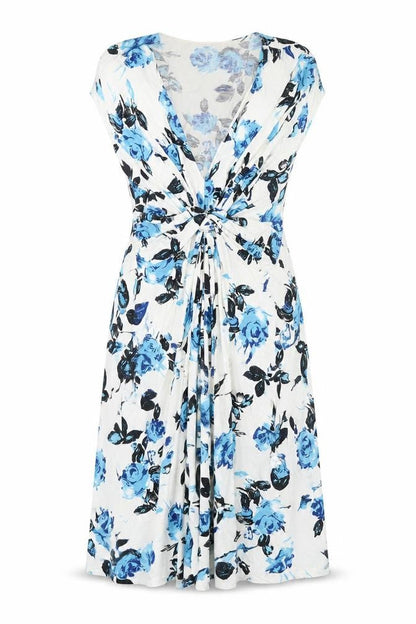 Krisp  Womens Multicoloured Floral Viscose A-Line  Size 8  V-Neck Pullover