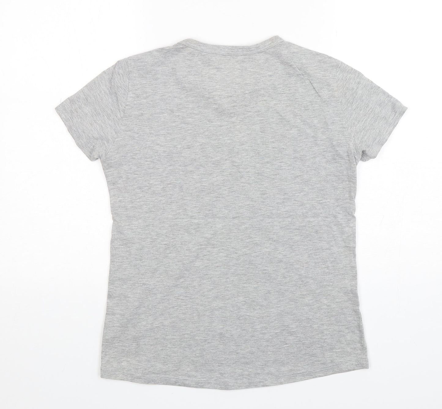 Stradivarius Womens Grey  Cotton Basic T-Shirt Size S Round Neck