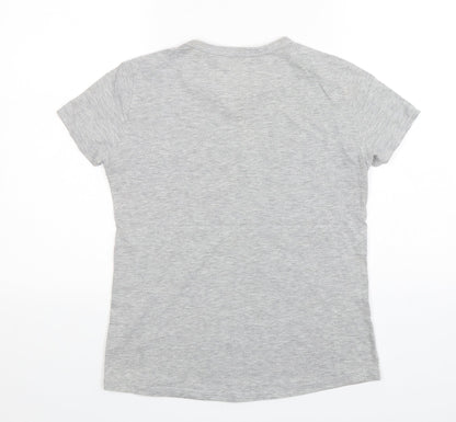 Stradivarius Womens Grey  Cotton Basic T-Shirt Size S Round Neck