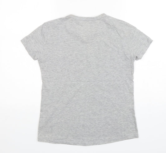 Stradivarius Womens Grey  Cotton Basic T-Shirt Size S Round Neck