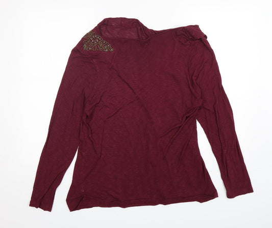 Per Una  Womens Purple  Viscose Basic T-Shirt Size 20 Round Neck