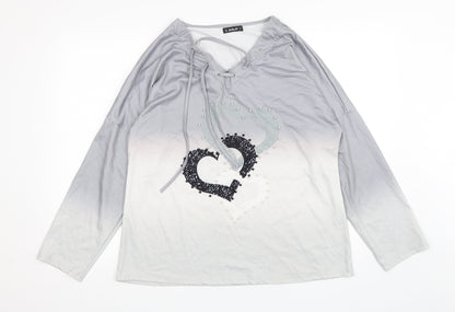 Sheilay Womens Grey  Polyester Pullover Sweatshirt Size L  Pullover