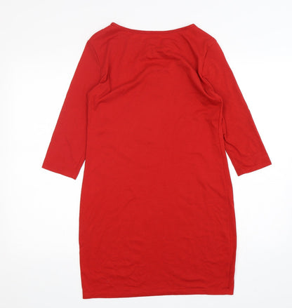Wanna This Womens Red  Polyester T-Shirt Dress  Size L  Round Neck Pullover