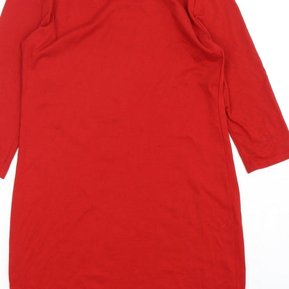 Wanna This Womens Red  Polyester T-Shirt Dress  Size L  Round Neck Pullover