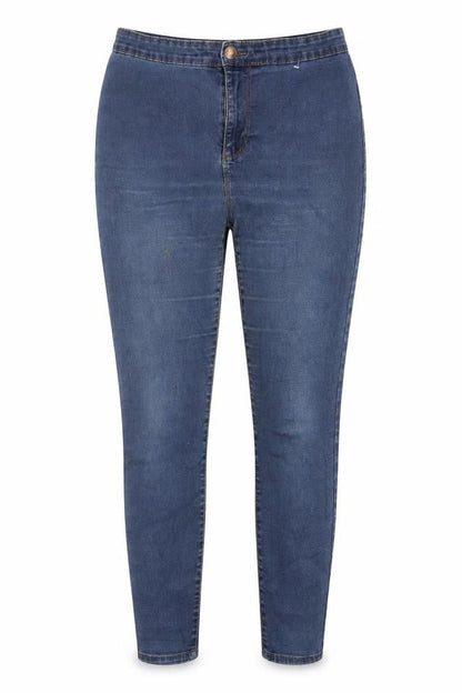 Front view of Denim Co women’s black cotton skinny jeans, size UK 14, 26-inch leg regular