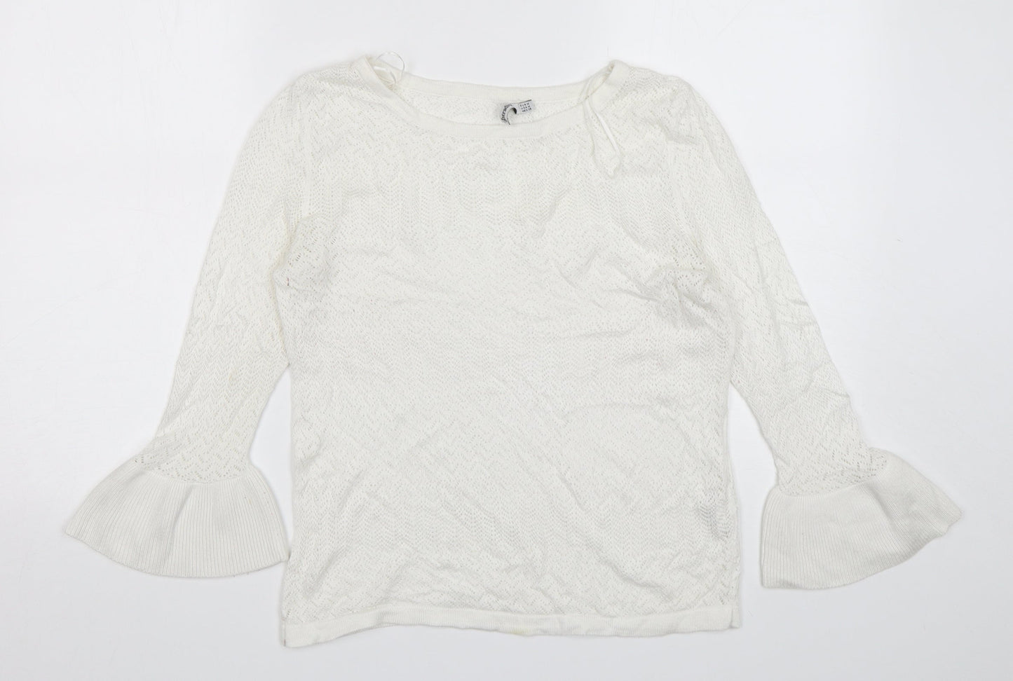Womens UK Size M Stradivarius White Pullover Jumper