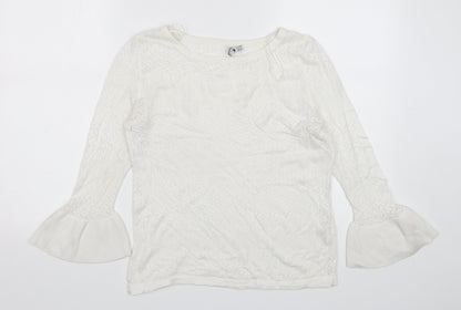 Womens UK Size M Stradivarius White Pullover Jumper