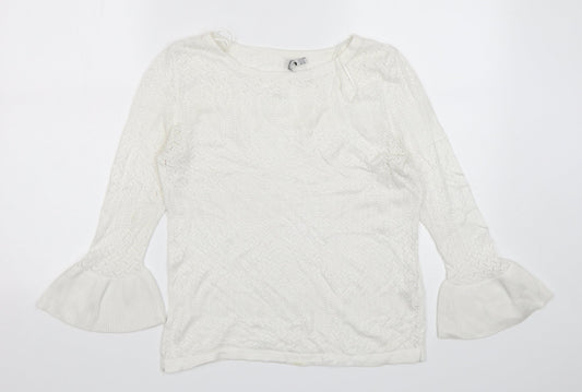 Womens UK Size M Stradivarius White Pullover Jumper