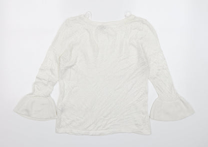 Womens UK Size M Stradivarius White Pullover Jumper
