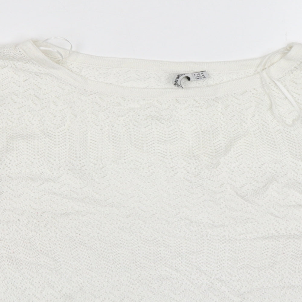 Womens UK Size M Stradivarius White Pullover Jumper