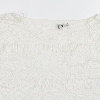 Womens UK Size M Stradivarius White Pullover Jumper