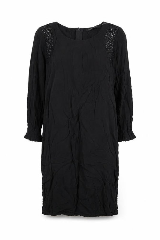 Front view of Glassons women’s black viscose mini, size UK 8, round neck