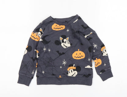 George Boys Grey Geometric Cotton Pullover Jumper Size 12-18 Months  Pullover - Mickey and Friends