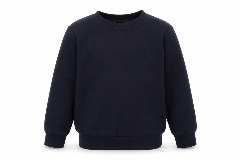 Front view of George boys’ blue cotton pullover sweatshirt, size 5-6, years pullover - school wear