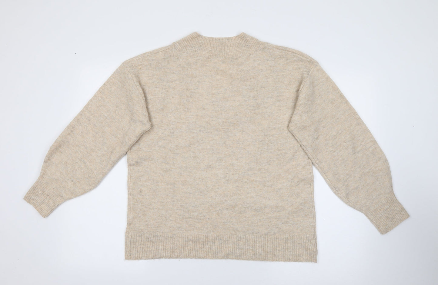 TU Womens Beige V-Neck  Acrylic Pullover Jumper Size M