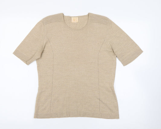 Country Casuals Womens Beige Round Neck  Wool Pullover Jumper Size M