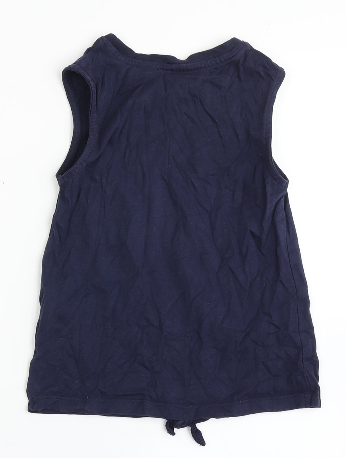 George Girls Blue  100% Cotton Basic Tank Size 6-7 Years Round Neck Push Lock
