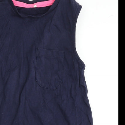 George Girls Blue  100% Cotton Basic Tank Size 6-7 Years Round Neck Push Lock