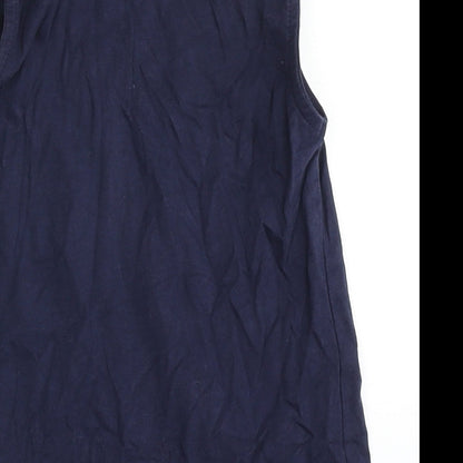 George Girls Blue  100% Cotton Basic Tank Size 6-7 Years Round Neck Push Lock
