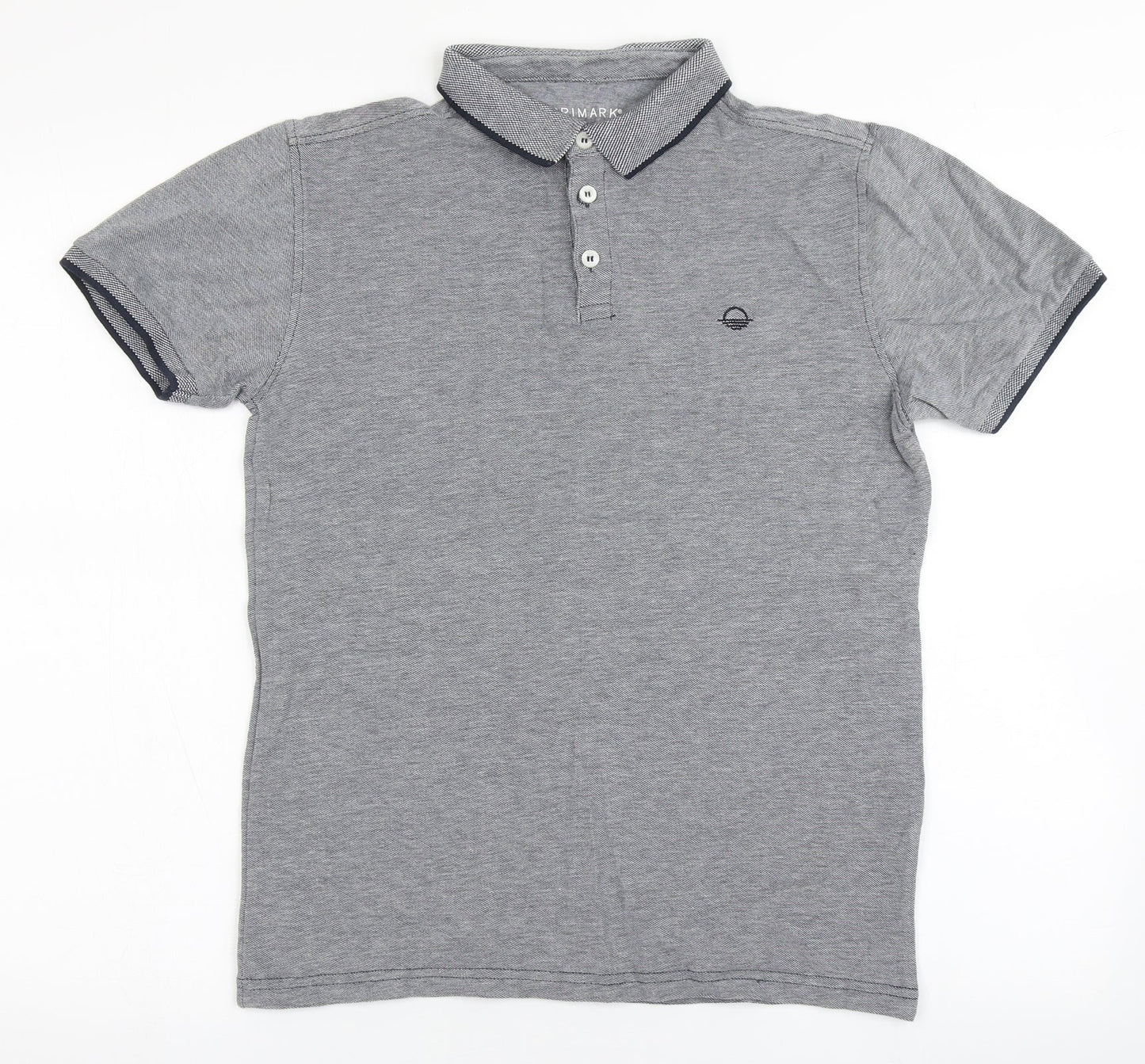 Primark Mens Grey  100% Cotton  Polo Size XS Collared Button