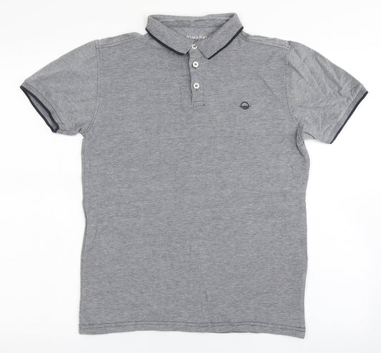Primark Mens Grey  100% Cotton  Polo Size XS Collared Button