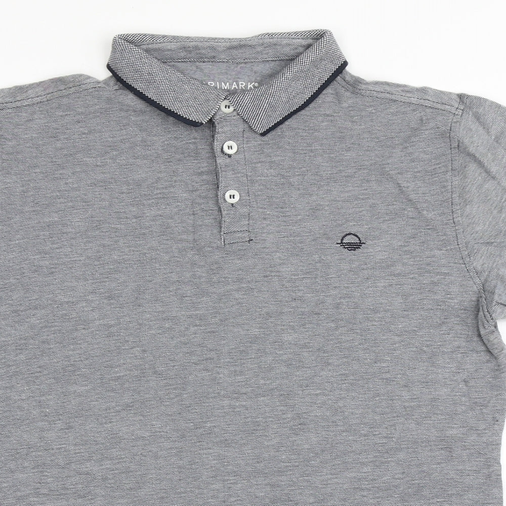Primark Mens Grey  100% Cotton  Polo Size XS Collared Button