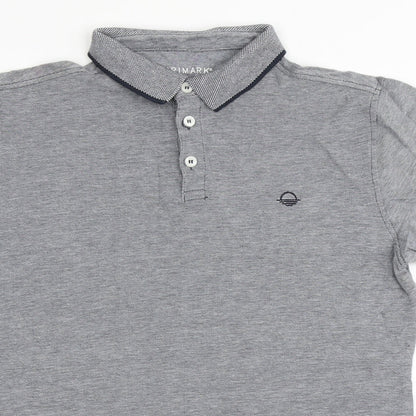 Primark Mens Grey  100% Cotton  Polo Size XS Collared Button