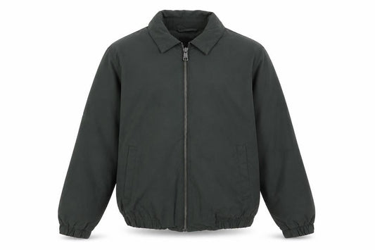 Front view of Brave Soul men’s green jacket, size S, zip