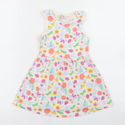 E-vie Angel Girls White Floral Cotton Skater Dress  Size 2-3 Years  Crew Neck