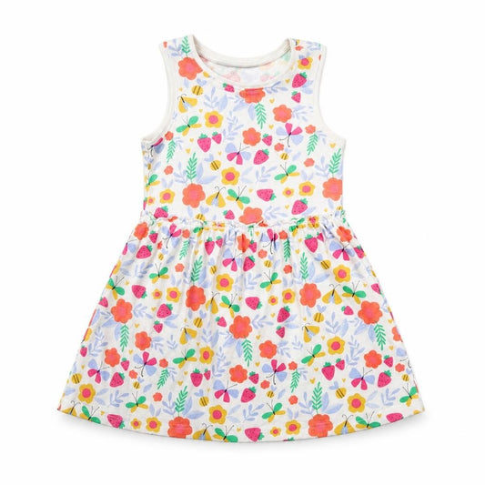 E-vie Angel Girls White Floral Cotton Skater Dress  Size 2-3 Years  Crew Neck