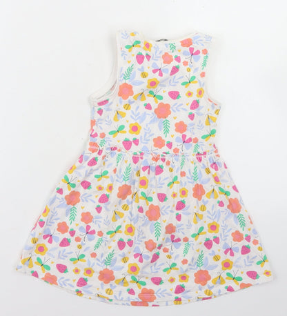 E-vie Angel Girls White Floral Cotton Skater Dress  Size 2-3 Years  Crew Neck