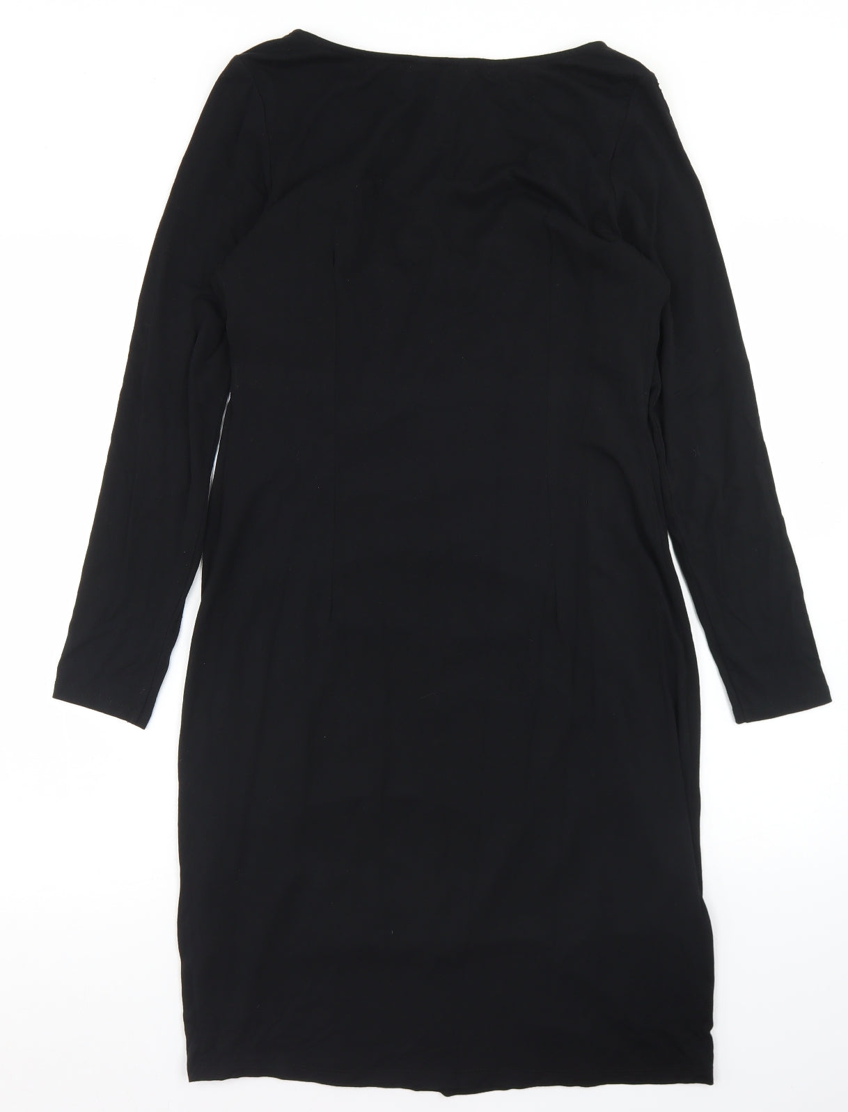 Per Una Womens Black  Viscose Sheath  Size 12  Round Neck  - Lace Trime