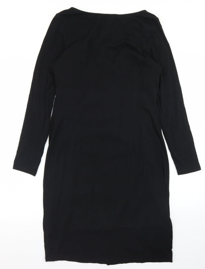 Per Una Womens Black  Viscose Sheath  Size 12  Round Neck  - Lace Trime