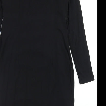 Per Una Womens Black  Viscose Sheath  Size 12  Round Neck  - Lace Trime