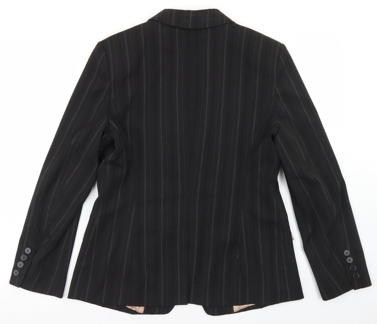 Dunnes Stores Womens Black Striped Polyester Jacket Blazer Size 14