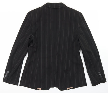 Dunnes Stores Womens Black Striped Polyester Jacket Blazer Size 14