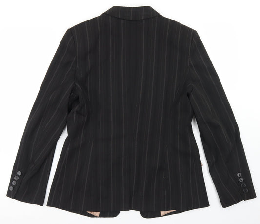 Dunnes Stores Womens Black Striped Polyester Jacket Blazer Size 14