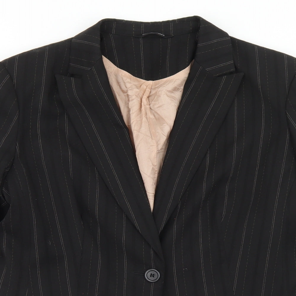 Dunnes Stores Womens Black Striped Polyester Jacket Blazer Size 14