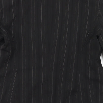 Dunnes Stores Womens Black Striped Polyester Jacket Blazer Size 14