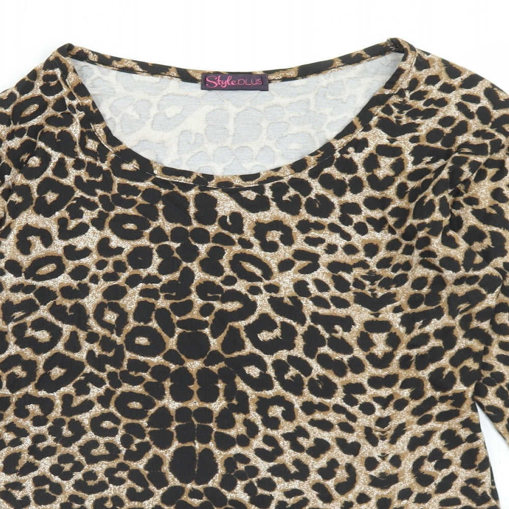 Styleplus Womens Brown Animal Print Viscose Bodysuit One-Piece Size M  Snap