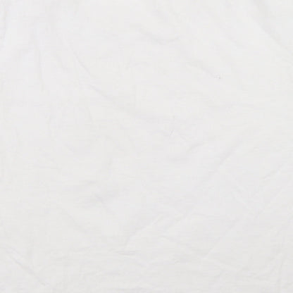 Boohoo Womens White  Cotton Cropped T-Shirt Size 16 Crew Neck