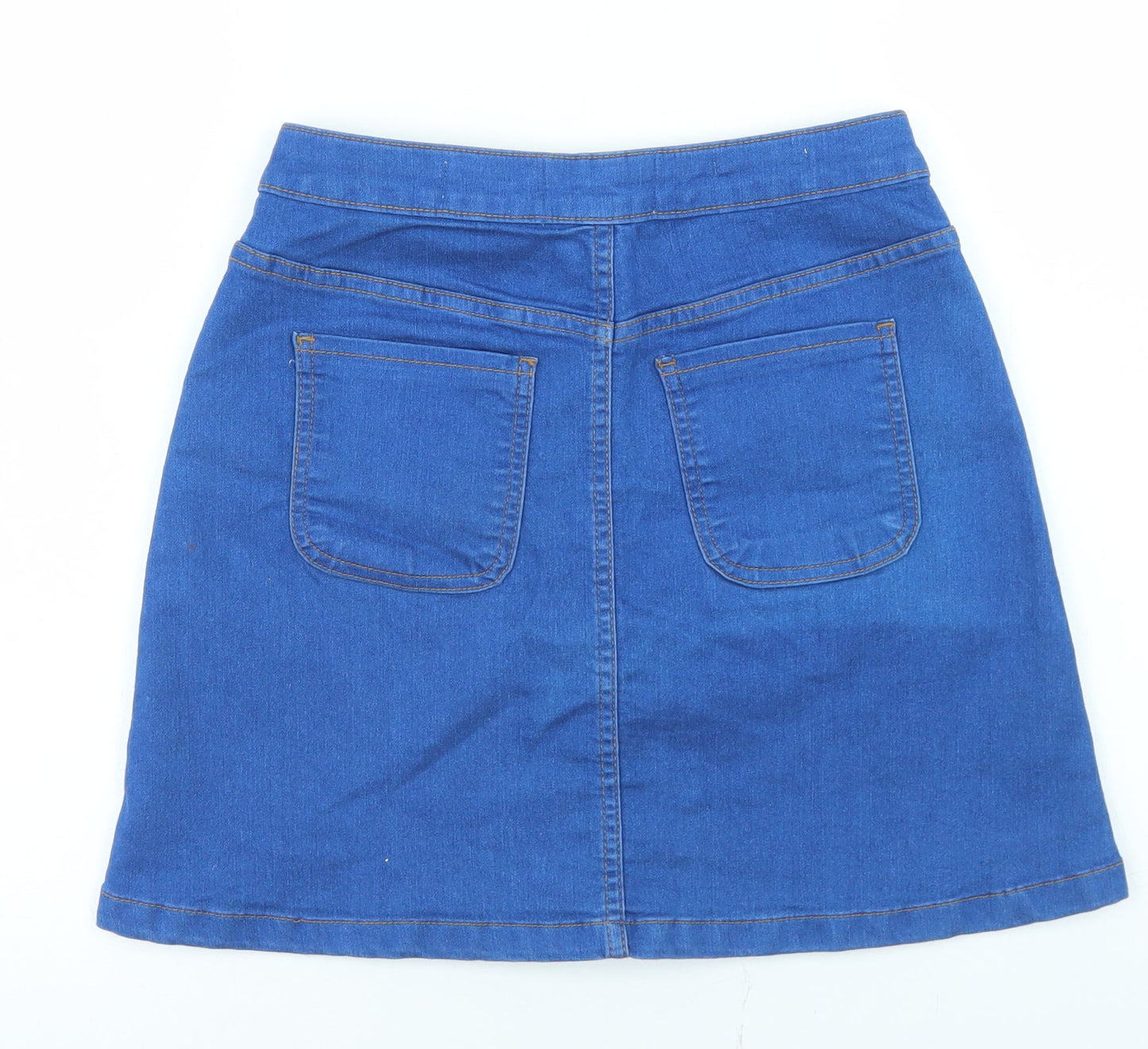 Parisian Collection Womens Blue  Cotton A-Line Skirt Size 10   Button