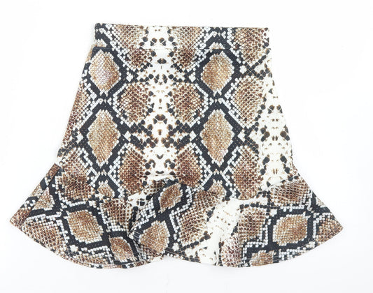 Nasty Gal Womens Beige Animal Print Polyester Trumpet Skirt Size 6